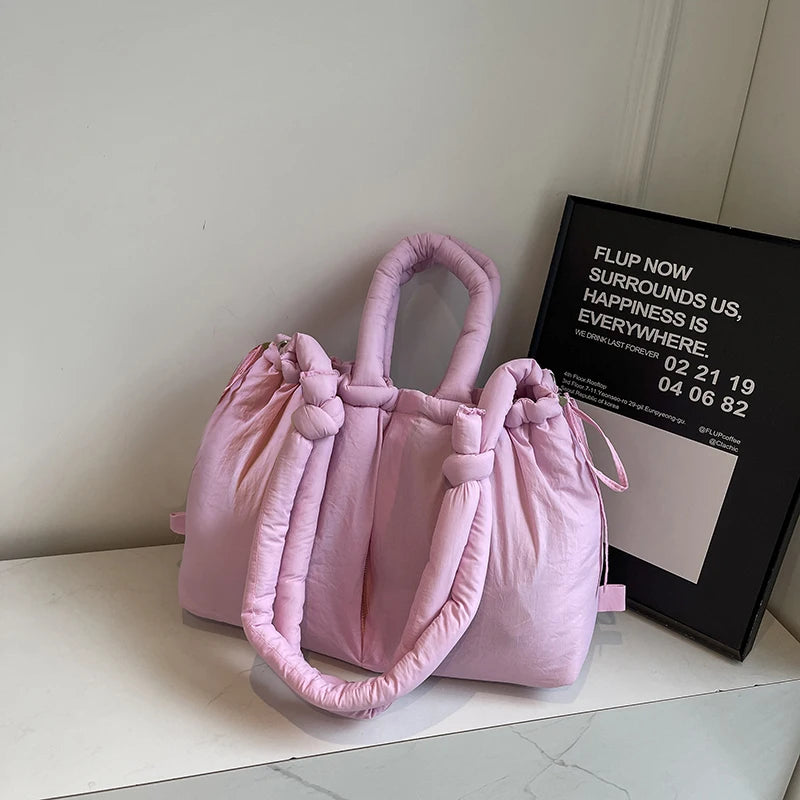 Puffer Tote Bag Lightweight Puffy Handbag Large Capacity Hobo Bag Pillow Shopper Bag for Women Work Shopping Travel