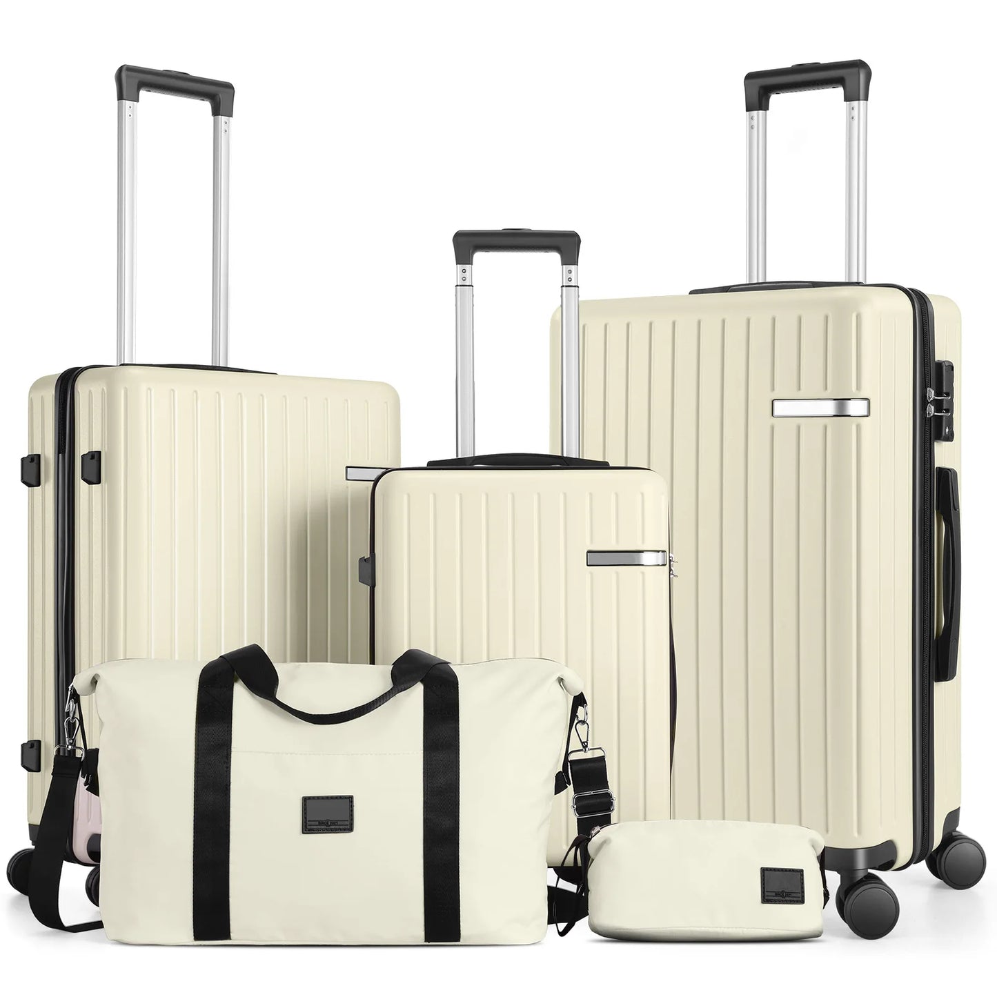Carry on Luggage Sets 5 Piece ABS PC Suitcases with Wheels Hardshell 20/24/28 inch Luggage with Duffel Bag Travel Bag