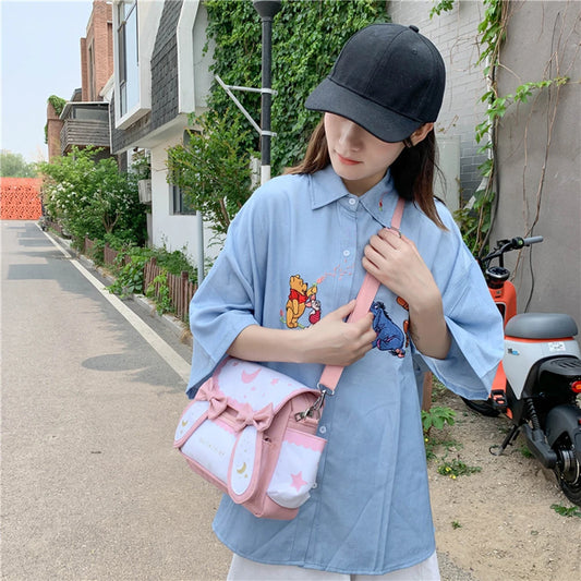 Women Kawaii Shoulder Bag Japanese Style Cute Rabbit Crossbody Bag Adjustable Strap Anime Satchel Bag Student Schoolbag