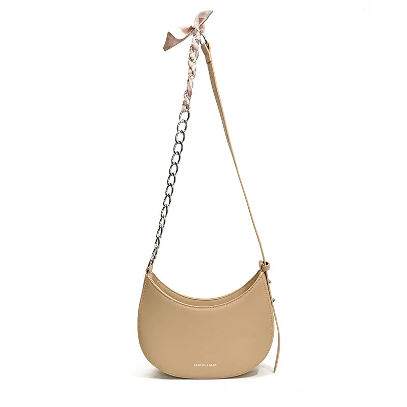 Crescent Bag for Women with Adjustable Strap Hobo Bag PU Leather Solid Crossbody Bag Casual for Work Travel