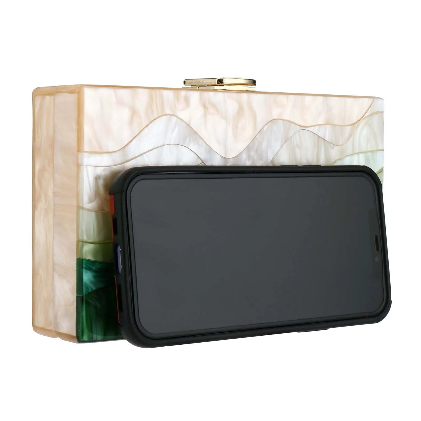 Handbags Fashion Women Handbags Green Beige Striped Acrylic Luxury Party Evening Bag Woman Casual Cute Box Clutch Purse