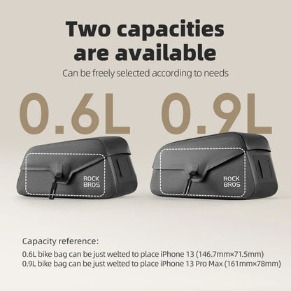 ROCKBROS Bike Top Tube Bag Magnetic Waterproof TPU Bike Frame Front Pack Mountain Bike Riding Storage Bag Cycling Accessories