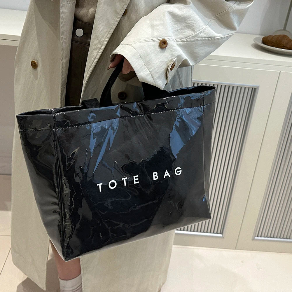 Tote Bag for Women Men Adjustable Strap Shoulder Bag with Inner Pocket Handbag Solid Satchel Bag for Work School Office