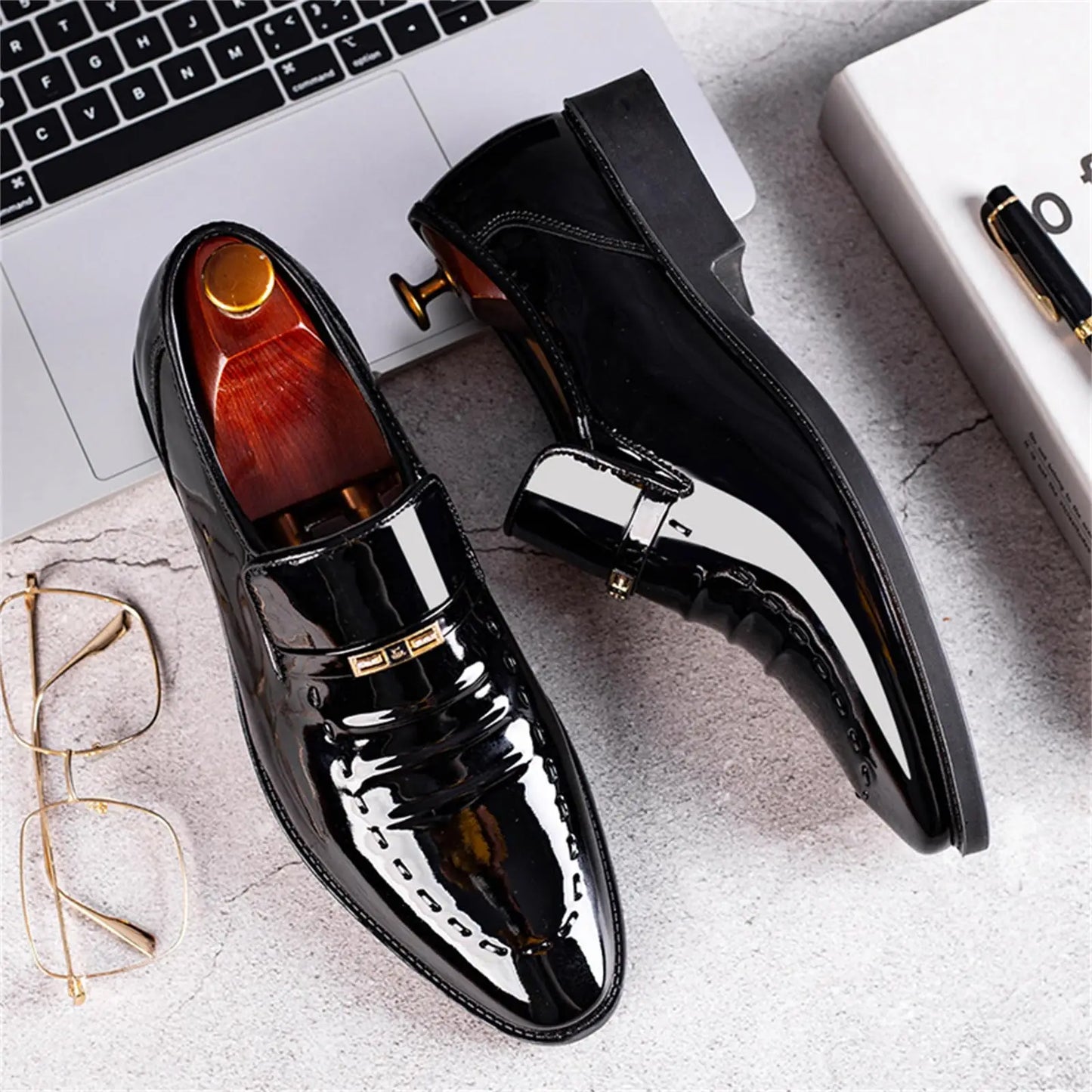 Men's Dress Loafers Slip On Casual Driving Loafer Dress Shoes High Gloss Casual Boat Shoes Formal Father's Day Gift