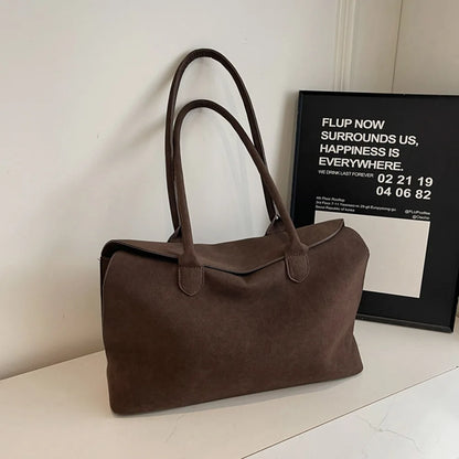 Shoulder Bag for Women Men with Inner Pocket Underarm Bag Suede Solid Color Tote Bag Trendy Satchel Bag Work Travel Bag