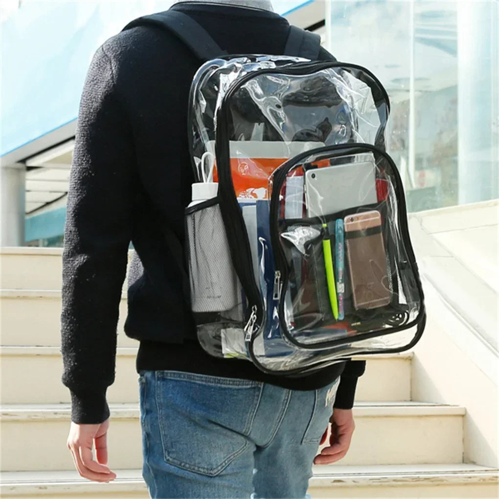 Large Clear Backpack For School Bookbag Heavy Duty Transparent Backpack Waterproof PVC Clear Backpack with Reinforced Strap