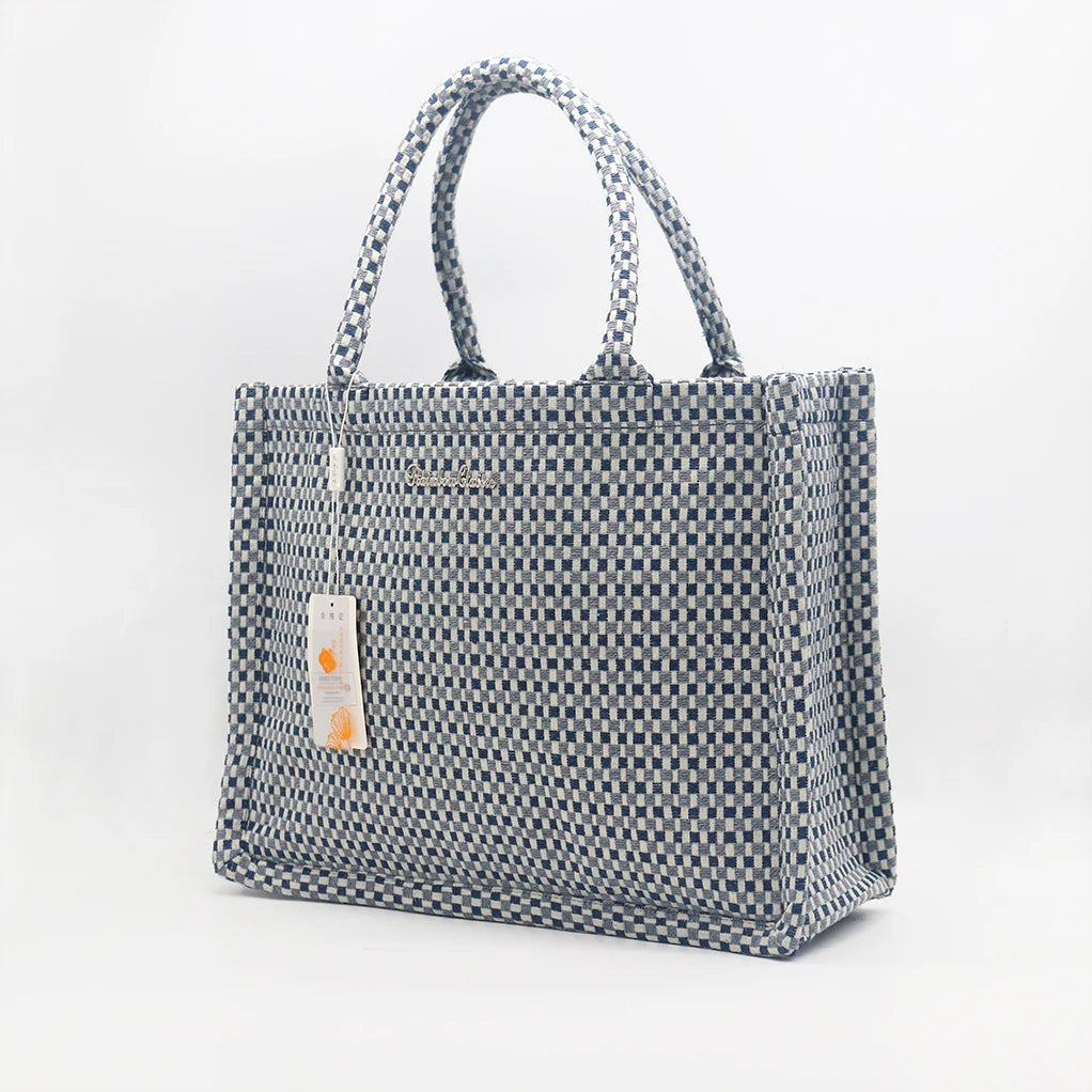 Woven Plaid Handbag Women's Shoulder Bag Handbag Environmentally Friendly Reusable Satchel Fashion Classic Handbag Craftsmanship Exquisite Large Capacity