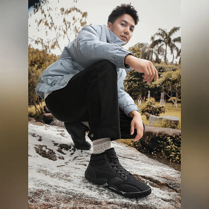 Winter Snow Boots Barefoot Hiking Shoes Waterproof Warm Lined Booties Anti Slip Wide Toe Box Ankle Booties for Hiking Climbing