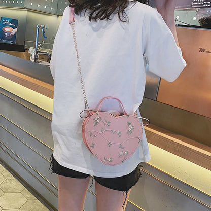 Fashion shoulder bags Women Handbag Korean Style Lace Heart shaped Crossbody Shoulder Purse Small Cute Bag For Ladies