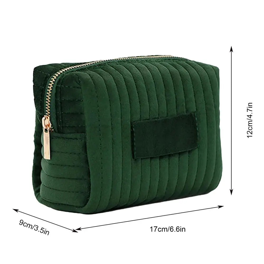 Cute Velvet Makeup Bag for Women Zipper Large Solid Color Cosmetic Bag Travel Make Up Toiletry Bag Washing Pouch