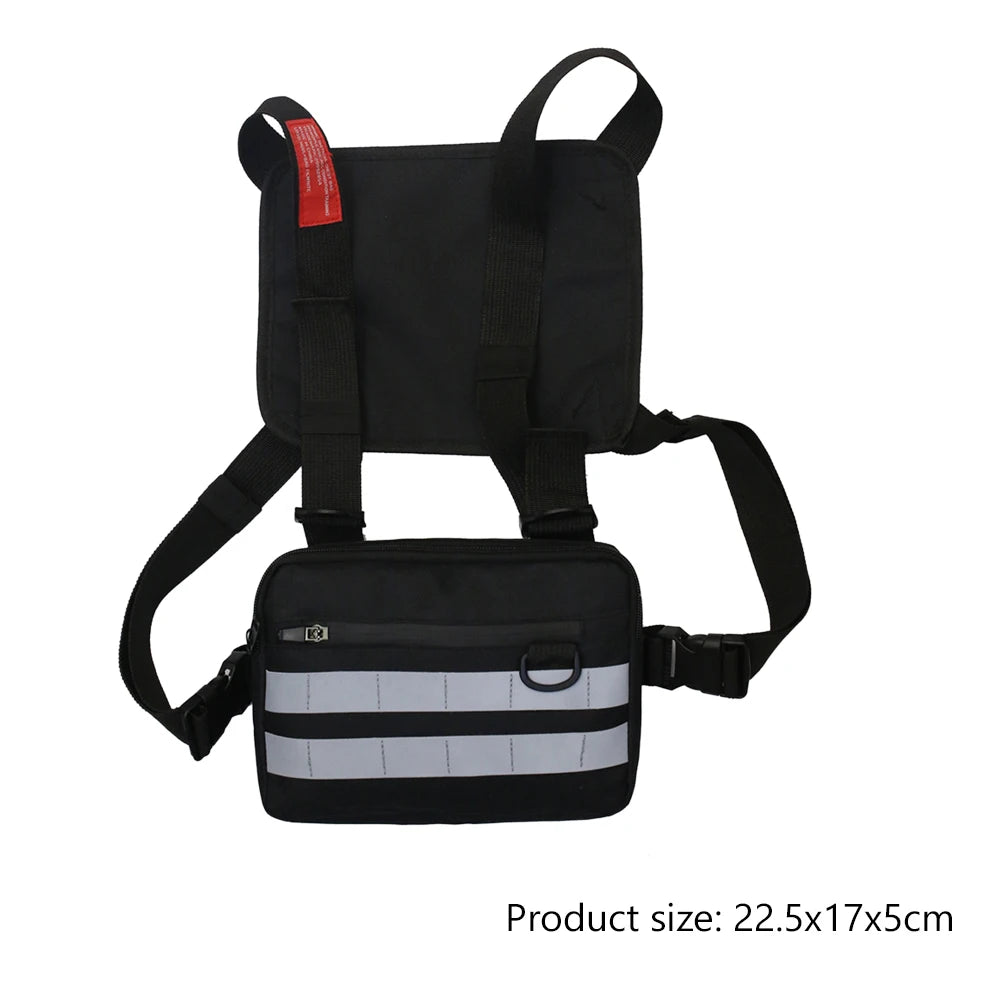 Hip Hop Vest Bag Men Women Oxford Cloth Waistcoat Streetwear Shoulder Belt Pack Travel Purse Phone Pouch Pocket