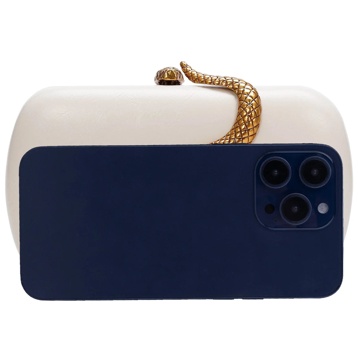 Women Glamorous Luxury Snake Hardware Decoration Pu Leather Clutch Long Chain Box Shaped Handbag Evening Bag Versatile Purse