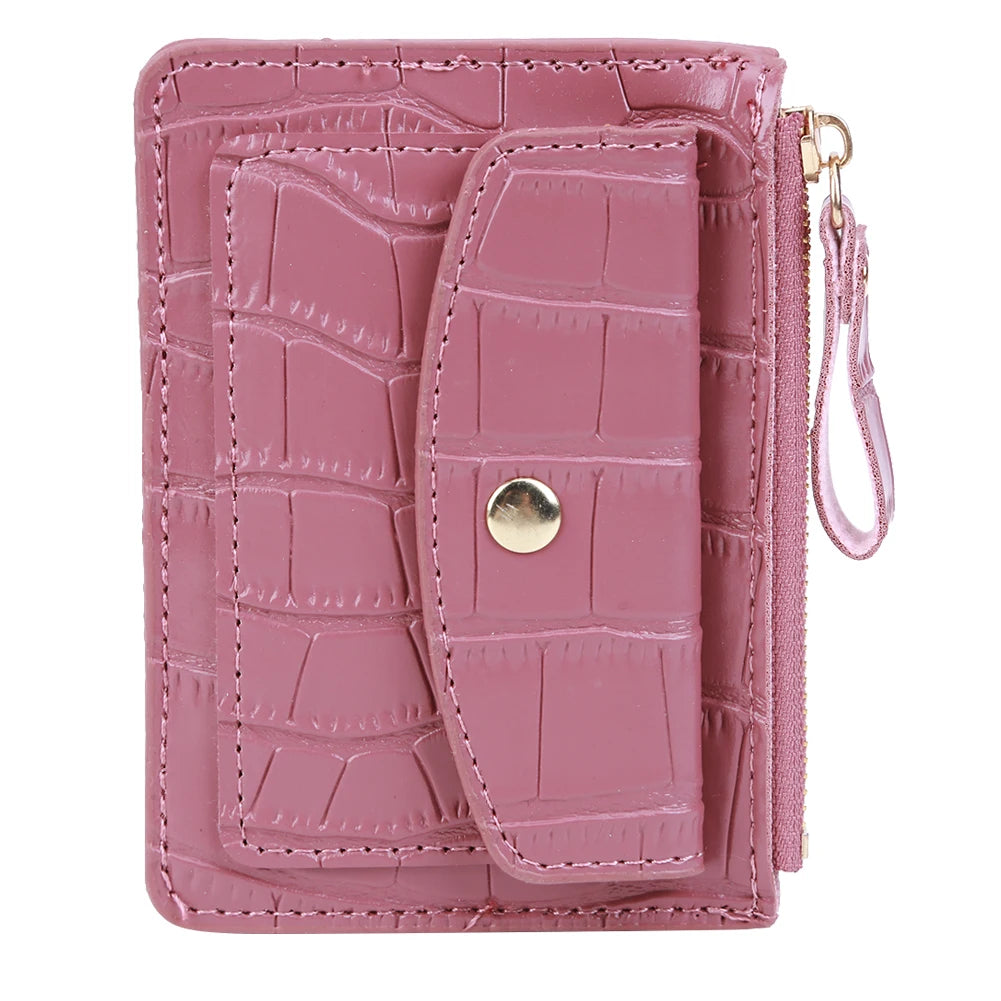 Women Simple Card Bag Multi-Slot Fashion Short Wallet Solid Color Casual Money Wallet Daily Bag for Ladies