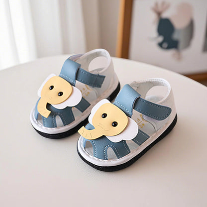 Toddler Boys Girls Cute Dinosaur Anti-Slip Sandals Summer Soft Sole Closed Toe Flats Walking Shoes for Baby Infant Kids