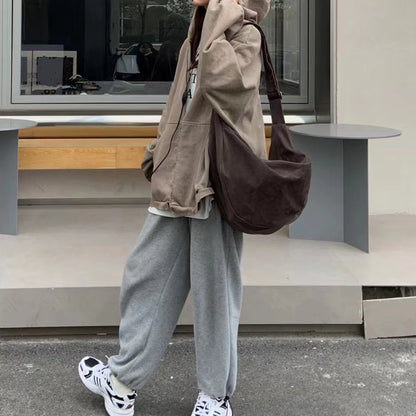 2025 new canvas dumpling bag women's large capacity cross-body shoulder bag wide shoulder strap men's and women's general couple