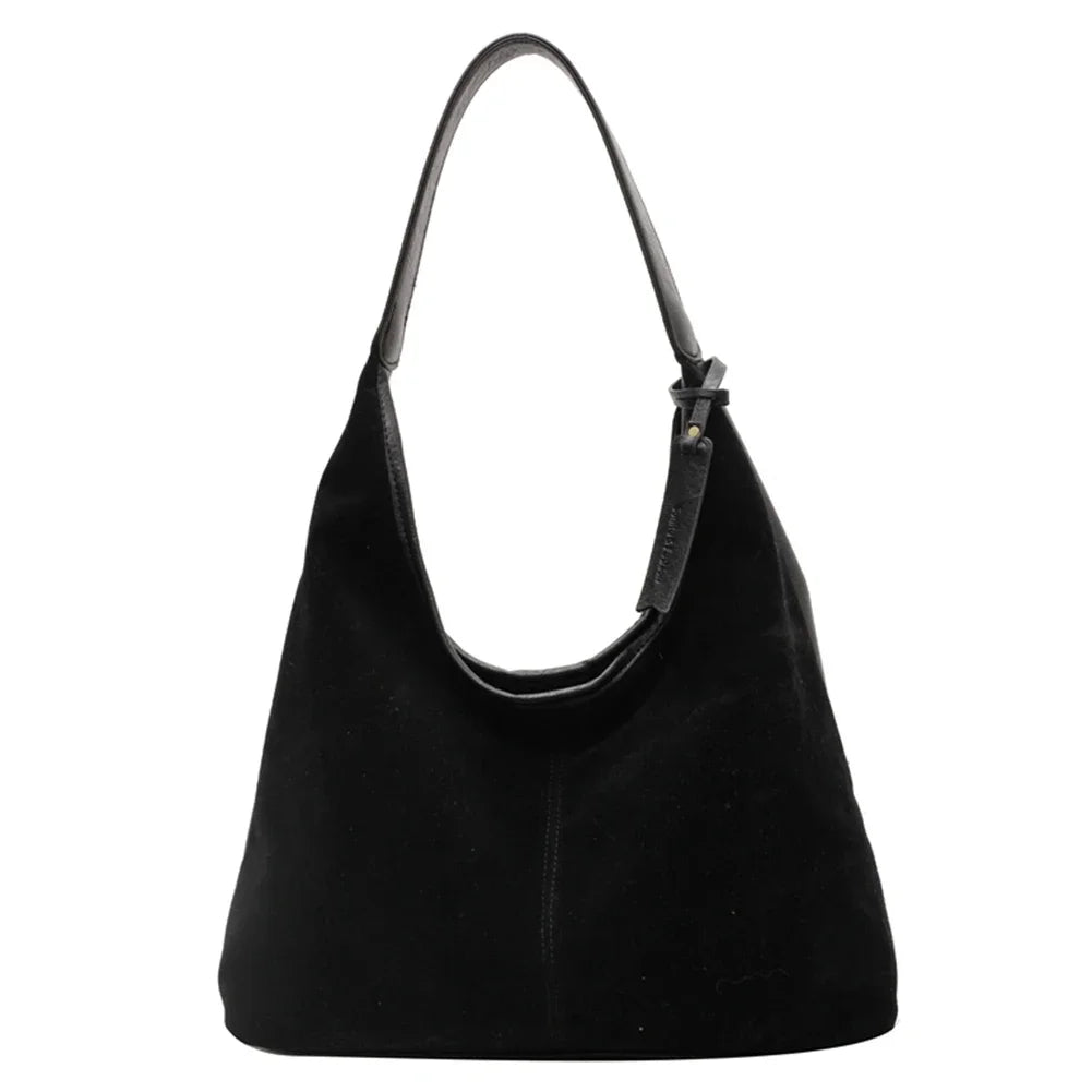 Women Suede Hobo Bag Magnetic Closure Shoulder Bag Large Capacity Tote Bag Purse for Work Travel