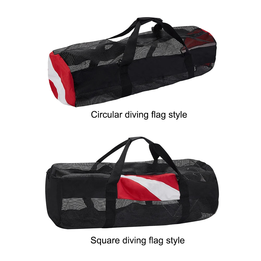 Swimming Beach Storage Bag Portable Scuba Diving Mesh Tote with Adjustable Shoulder Strap Snorkeling Gear Organizer