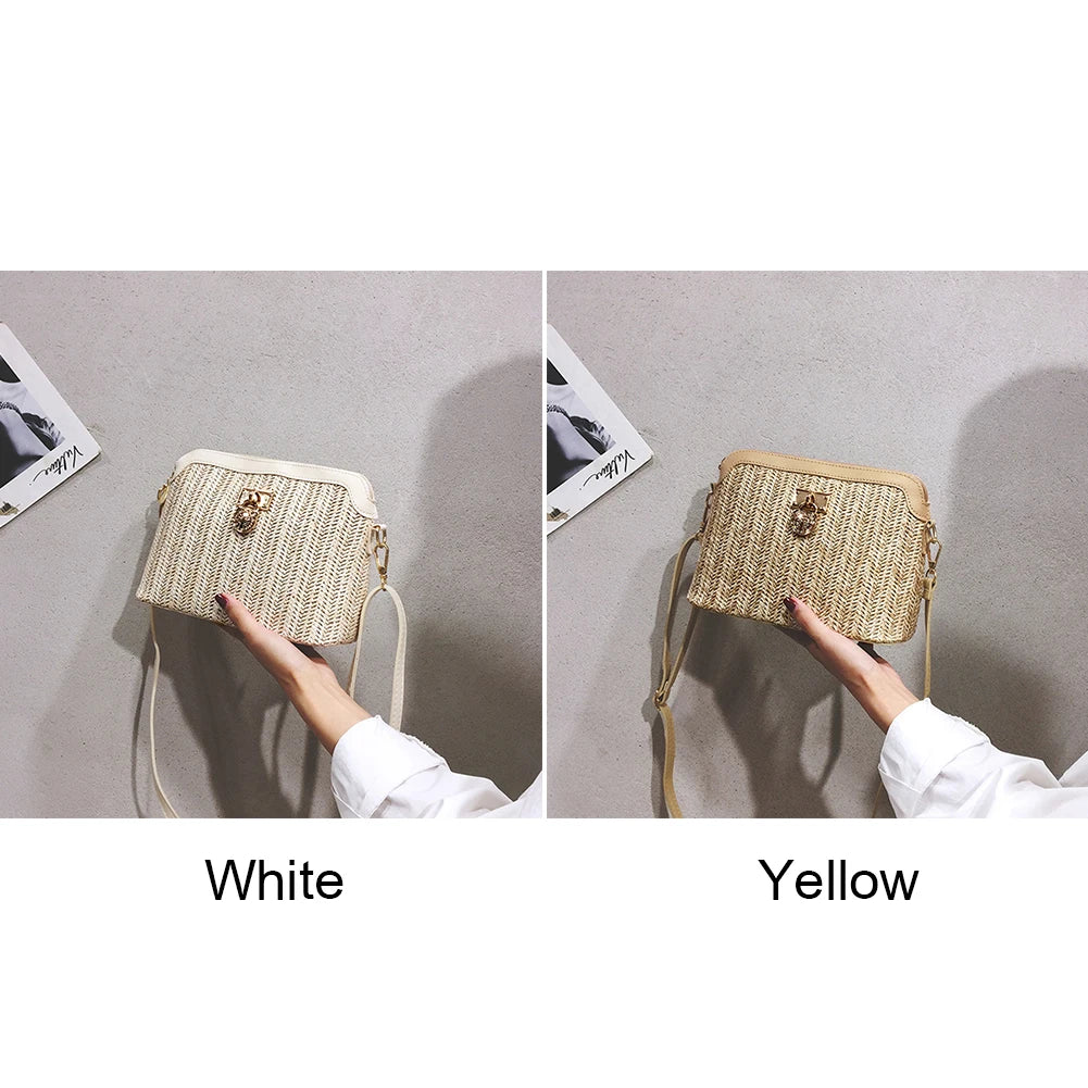 Straw Woven Messenger Bag Casual Shell Summer Beach Women Crossbody Handbags Female Shoulder Cross Body Boho Bag
