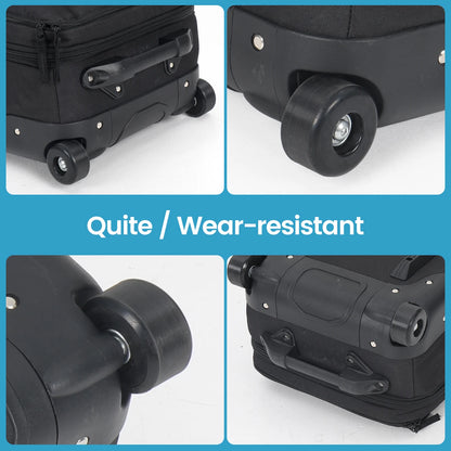 Pink/Black Skiing Bag with Rolling Wheel Padded Polyester Waterproof Portable Board Bag 3 Separation Storage Winter Snow Travels