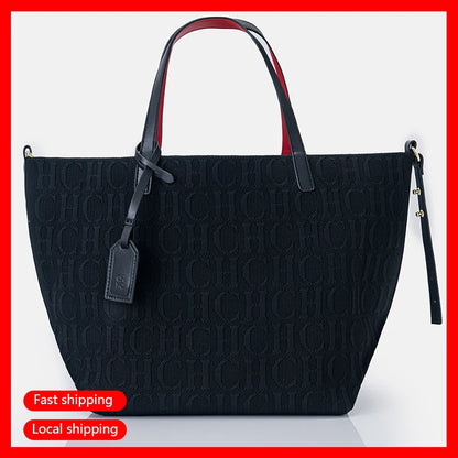 CH Women's Shoulder Bag Large Capacity Daily Commuter Crossbody Pure Colour Versatile Premium Sense Tote Bag Stylish Letter