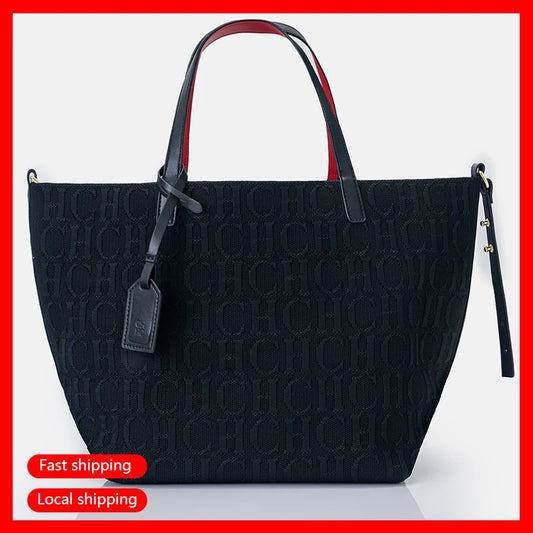CH Women's Shoulder Bag Large Capacity Daily Commuter Crossbody Pure Colour Versatile Premium Sense Tote Bag Stylish Letter