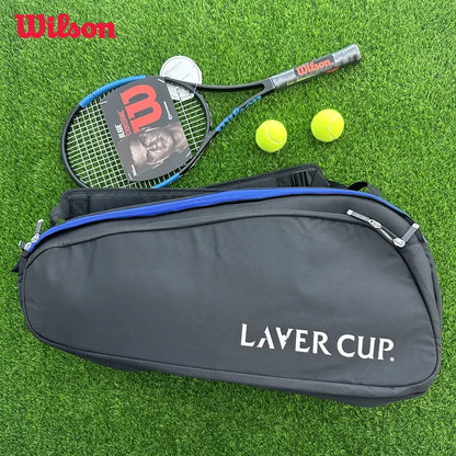Wilson 2024 Double-deck 9 PK Tennis Bag Super Tour Laver Cup Tennis Racquet Backapck Large Tennis Racket Bag with Thermoguard