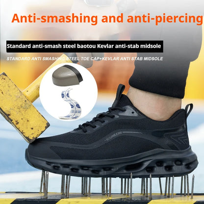 Men's Safety Shoes Anti-Impact Anti-Piercing Lightweight Work Boots Lightweight Breathable Sporty Design for Outdoor Work Shoes