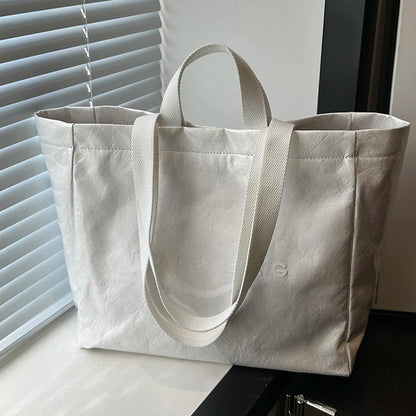 Tote Bag for Women Men Adjustable Strap Shoulder Bag with Inner Pocket Handbag Solid Satchel Bag for Work School Office