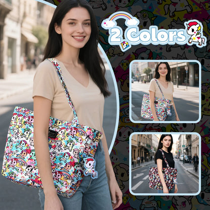 Tokidoki Official Licensed Shoulder Bag for Women with Unicorno Keychain Tote Bag Large Capacity Handbag for Work Travel