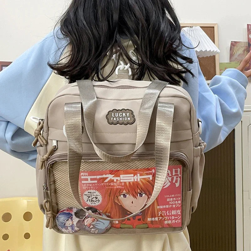 Y2K Japanese Preppy Style Shoulder Crossbody Bag New Nylon School Bags for Teenage Girls Transparent Itabag Backpacks Ita Bag