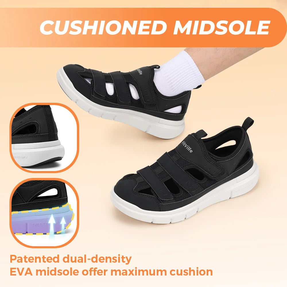 Men'S Summer Sandals Widened Diabetes Shoes Mens Casual Shoe Lightweight For Plantar Fasciitis Arch Support Relief Pain