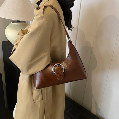 Shoulder Bag for Women with Inner Pocket Underarm Bag PU Leather Buckle Hobo Bag with Zipper Handbag for Work Travel