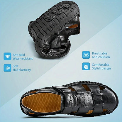 Men's Sport Sandals - Closed Toe Outdoor Fisherman Shoes, Breathable Summer Beach Loafers, Anti-Slip