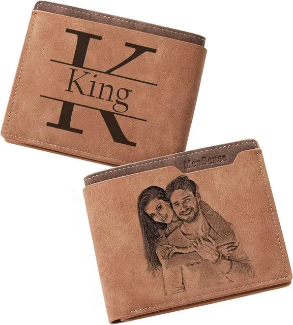 Men's Engraved Photo Wallets Custom Picture & Text Wallet Personalized Birthday Christmas Father's Day Gifts for Him Husband
