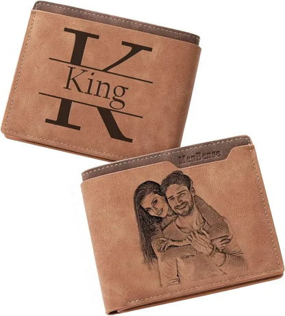 Men's Engraved Photo Wallets Custom Picture & Text Wallet Personalized Birthday Christmas Father's Day Gifts for Him Husband