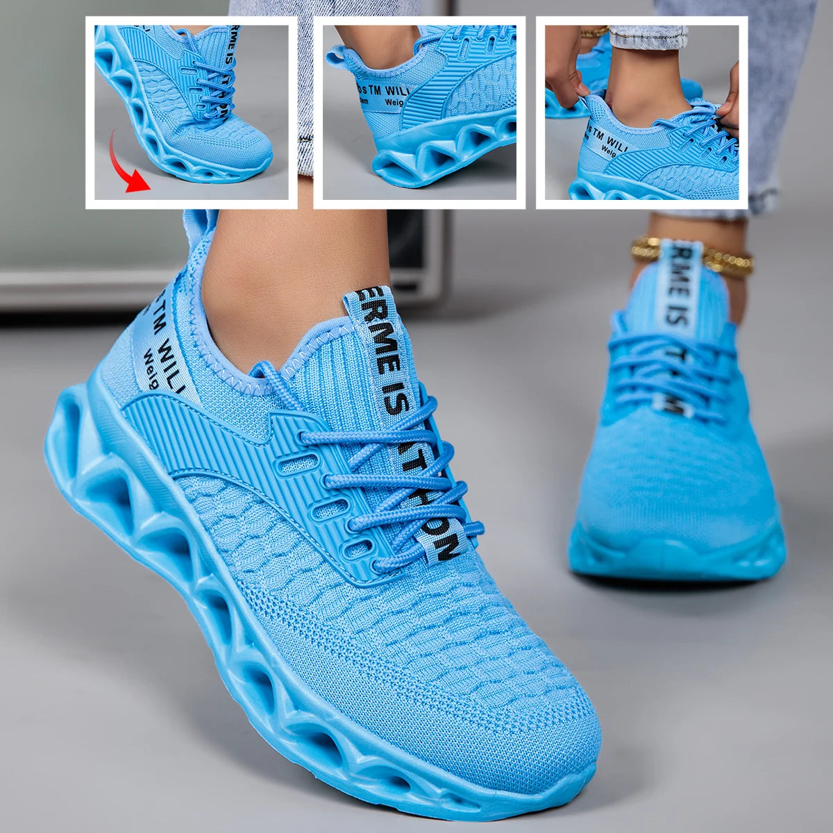 Women's running shoes, lightweight mesh, breathable and comfortable flat soft tennis shoes, blade sports shoes for women
