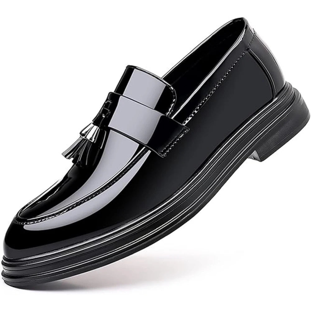 Men's Tassels High Gloss Patent Penny Loafers Fashion Formal Business Casual Oxford Slip On Dress Shoes Shoe for Men