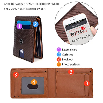 Slim Wallet for Men Leather Money Clip Mens Wallets RFID Blocking Front Pocket Bifold Credit Card Holder Purses Pocket