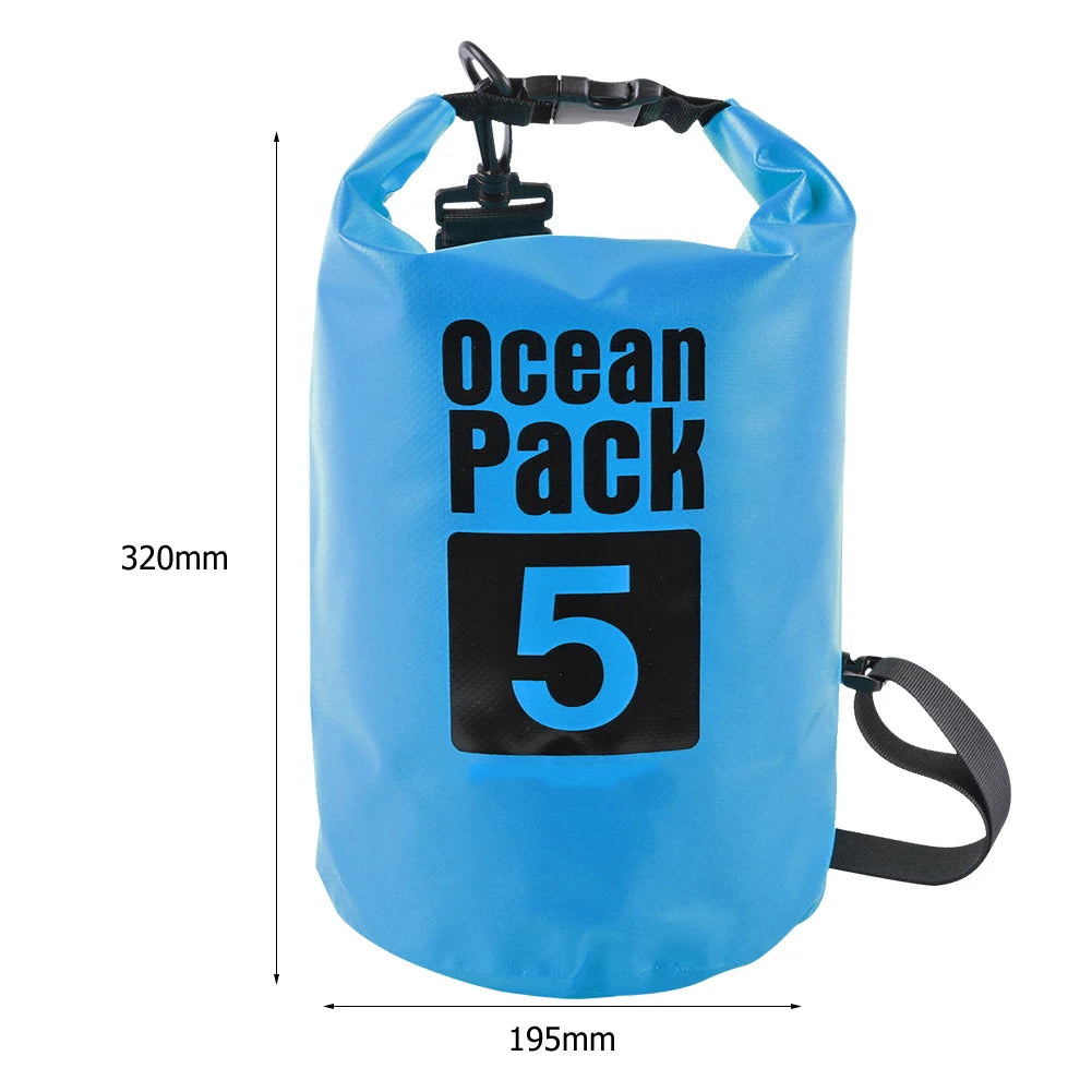 15-2L Swimming Waterproof Dry Bag Outdoor Floating Trekking Beach Backpack PVC Thickened Double-Layer Fabric IPX6 Waterproof Bag