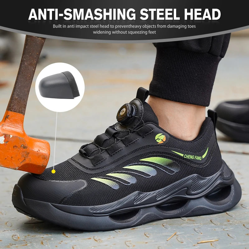 Soft sole lace-free anti-smash and anti-puncture safety shoes