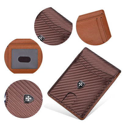 Slim Wallet for Men Leather Money Clip Mens Wallets RFID Blocking Front Pocket Bifold Credit Card Holder Purses Pocket