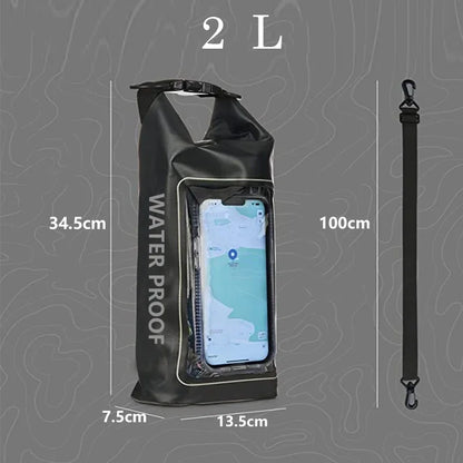 2L Waterproof Dry Bag Phone Pouch Touch Screen Protection Outdoor Beach Kayak Camping Diving Swimming Water Sports Boating Gear