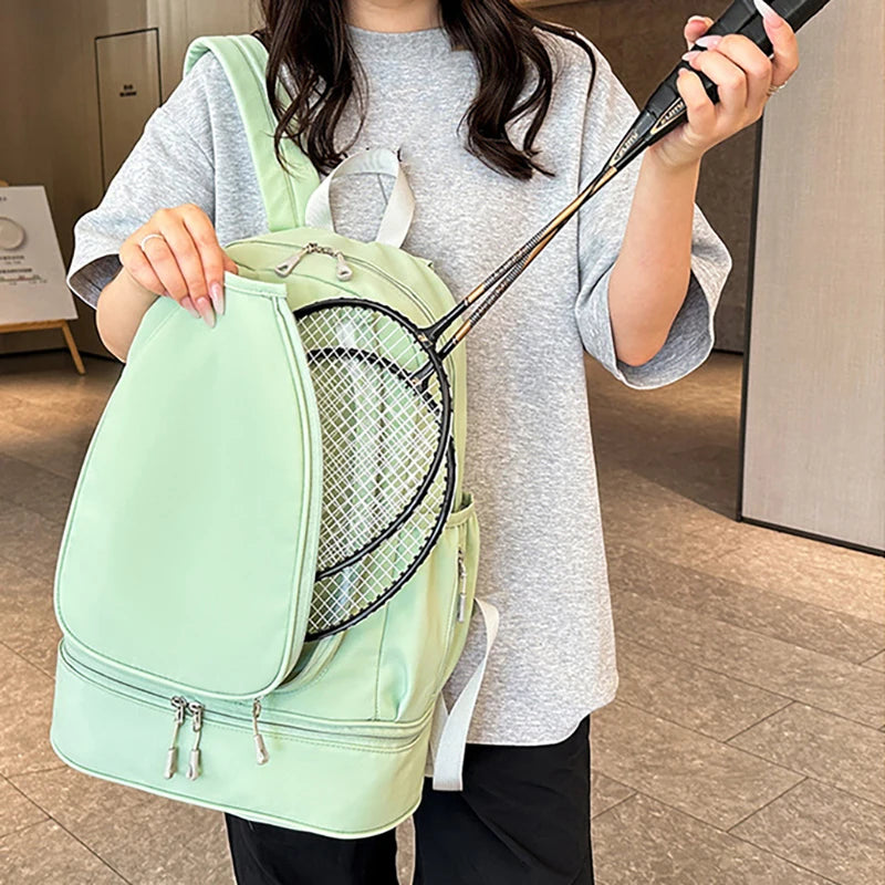 Outdoor Fitness Gym Backpack Badminton Tennis Rackets Training Bag Dry Wet Shoes Pocket Yoga Bag Large Student Storage Schoolbag