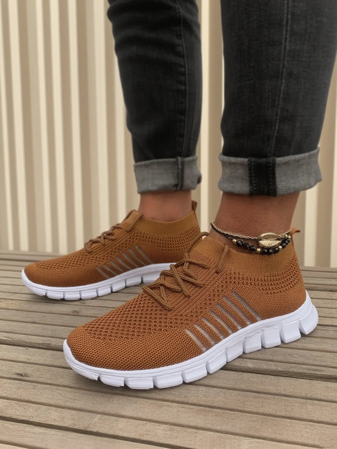 Breathable Knit Sneakers - Lightweight Walking Shoes for Women Men, Cushioned Comfort Casual Tennis Shoes, Fashion Mesh Slip On