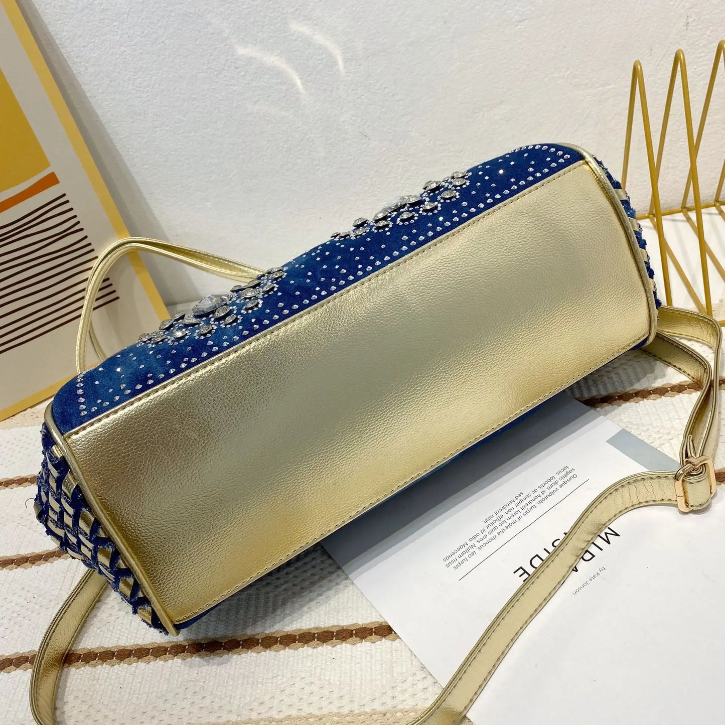 Diamond Denim Women Purses and Handbags with Shiny Rhinestone Jeans Crossbody Bag Shoulder Bag Evening Party Bag