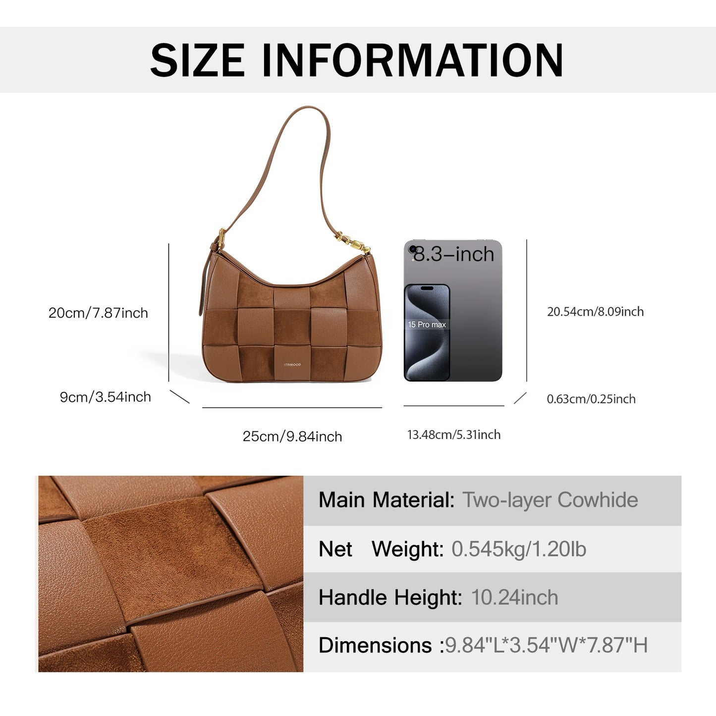 ITAMOOD Shoulder Bag for Women Elegant and Trendy Genuine Leather Handbag Large Capacity Lady Purse Vintage Valentine's Day Gift