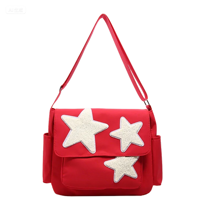 Women Star Pattern Y2k Messenger Bag Casual Tote Lady Simple Large Capacity Shoulder Bag Girl Travel School Bookbag Handbag