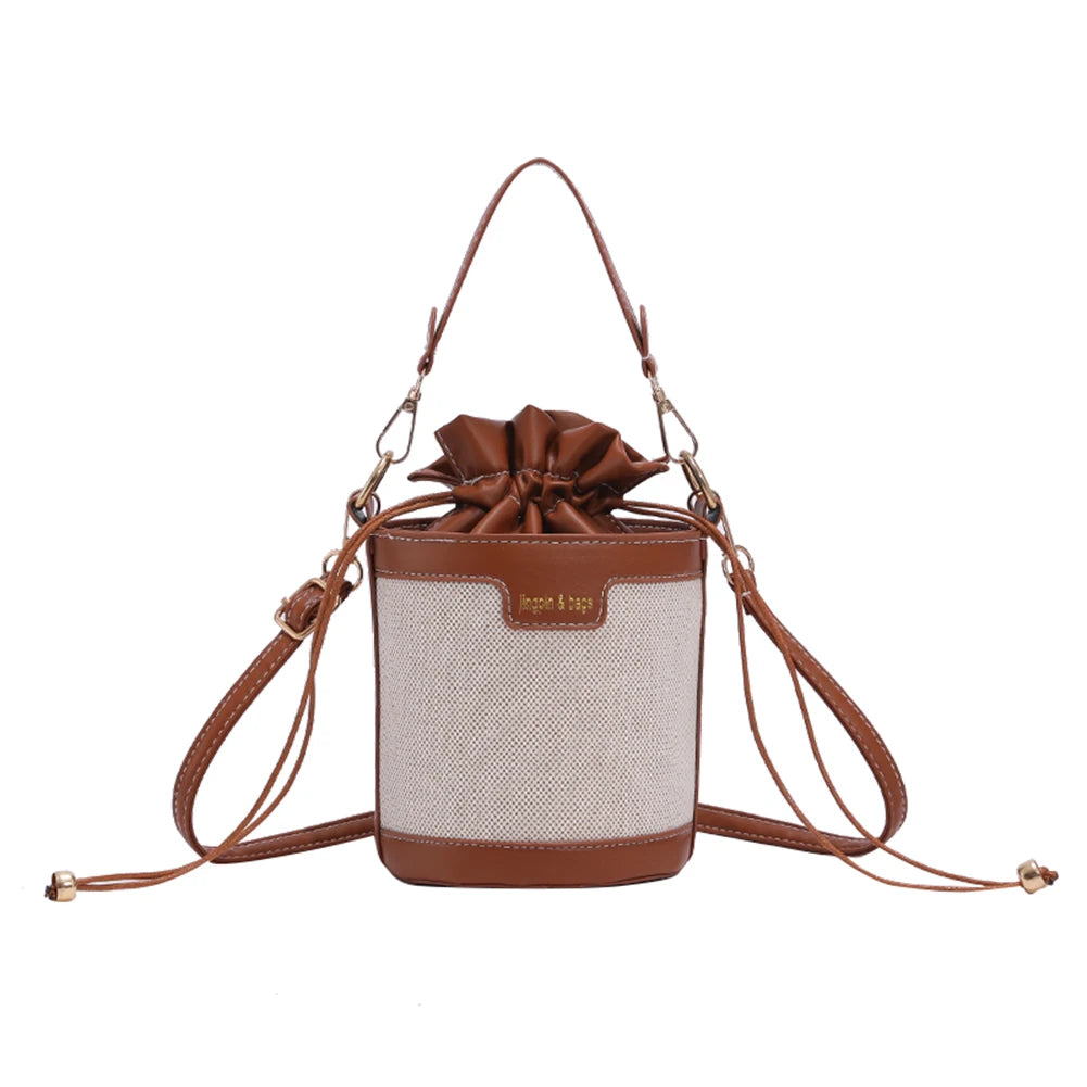 Vintage Cylinder Shoulder Bag Women Mini Crossbody Bags Female Leather Handbags
