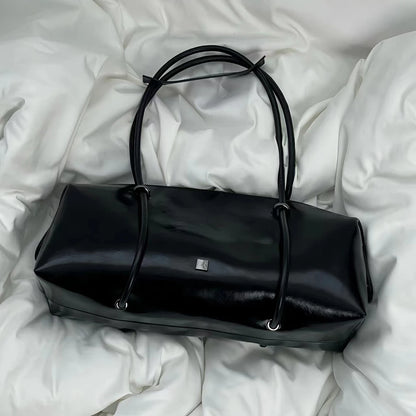 Women Casual Clutch Handbag Large Capacity PU Boston Pillow Bag Mini Clutch Purse Solid Color Zipper Closure for Outdoor Travel