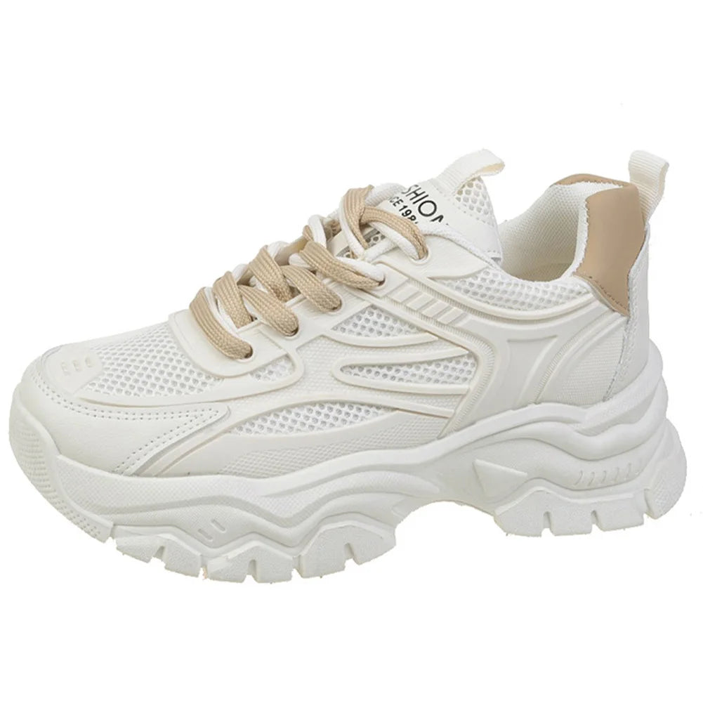 Chunky Fashion Sneakers Comfortable Casual Dad Shoes Lace-Up Walking Shoes Breathable Mesh for Women